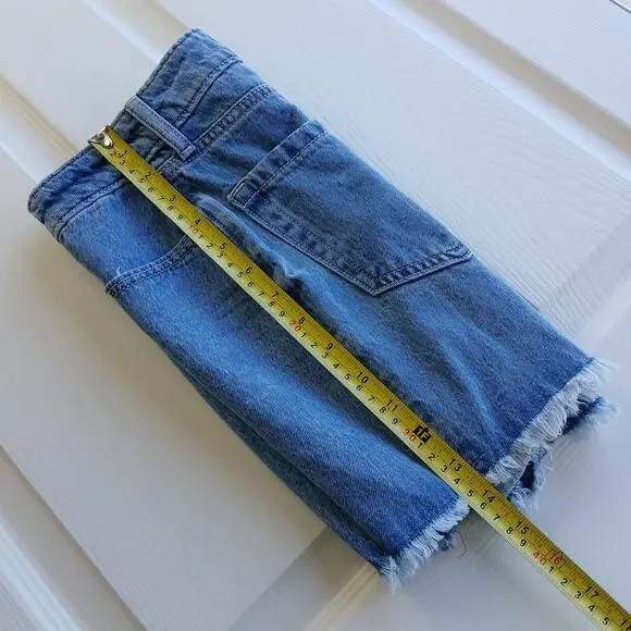 Hollister Ultra High-Rise 90s Short 00 W24 med wash denim jorts cutoff jeans - Picture 13 of 13